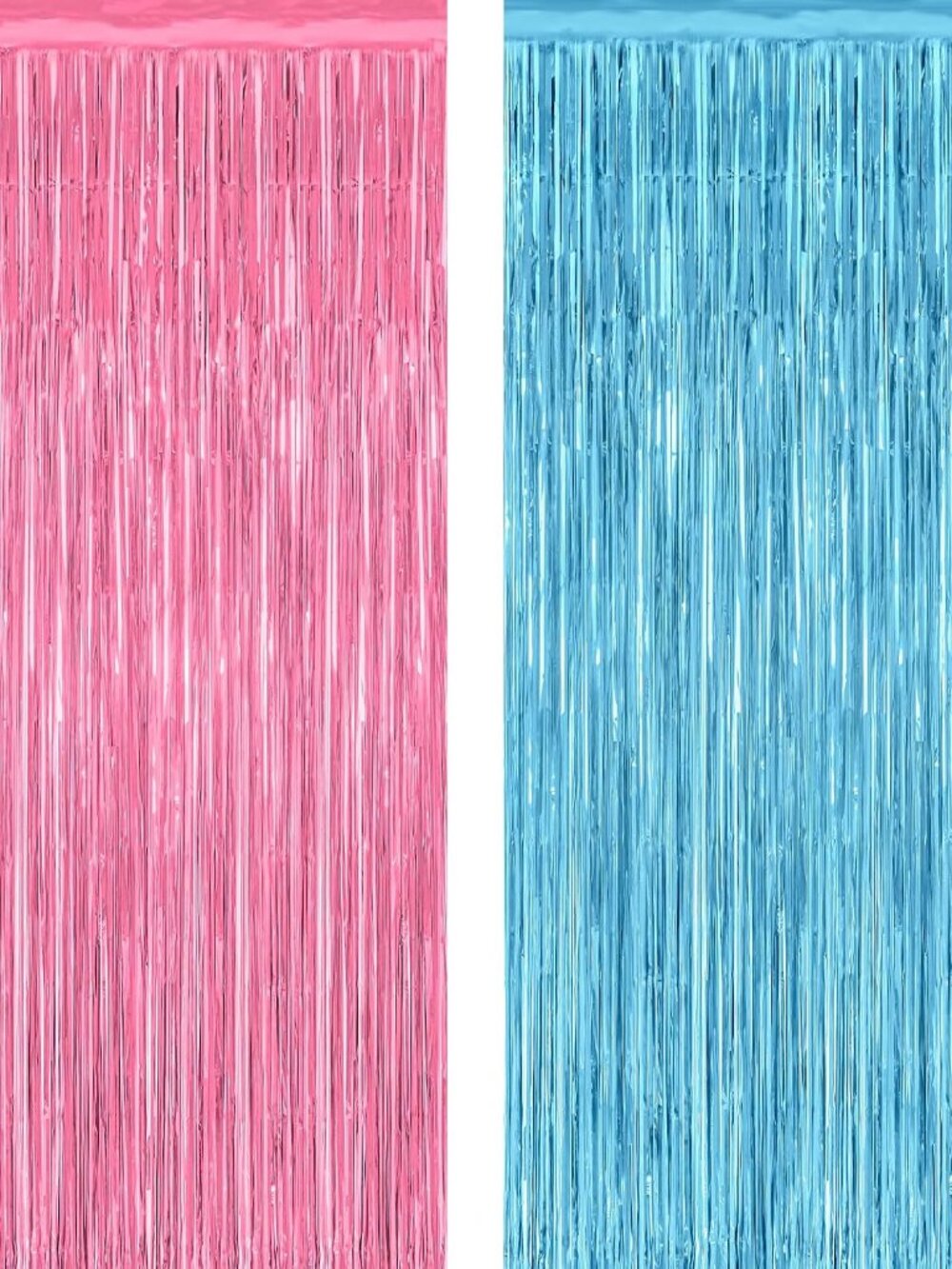 2 Pack Pink Blue Foil Curtain Gender Reveal Decorations